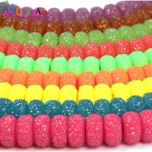 OlingArt 6*12mm 50PCS goody beads Mixed color Acrylic large hole beads environmental protection beaded DIY jewelry making