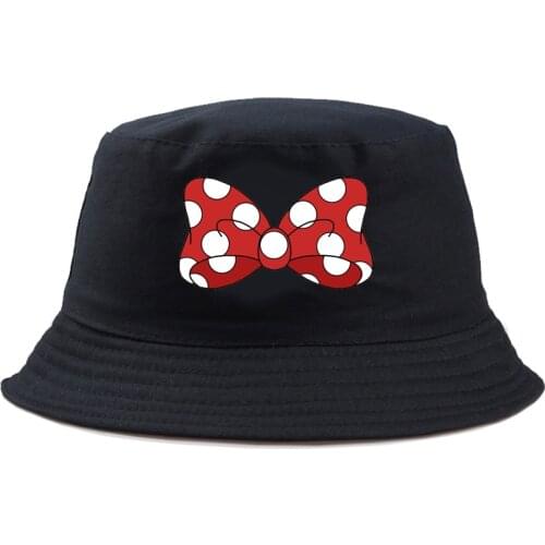 Disney Minnie Mouse Fashion Bucket Hat Girls Brand Fashion Solid Casual Fishing Hat Reversible Street Panama For Women Cap