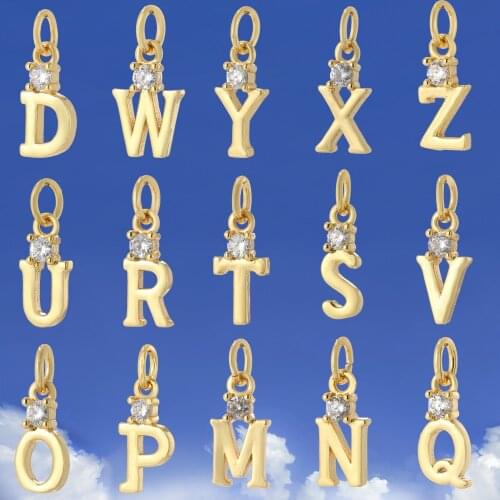 26 Letter Name Initials Diy Pendant Necklace Charms for Bracelet Accessories Charms for Jewelry Making for Women Copper