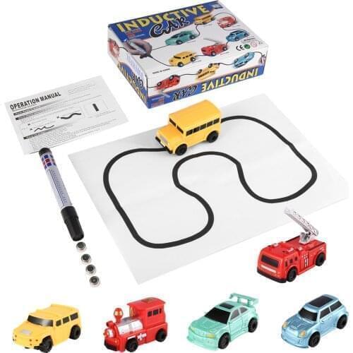 Enlighten Magic Pen Draw toy railroad Inductive Trains Childrens RC Train Tank Toy Car Draw Lines Induction Rail Track Car Kids