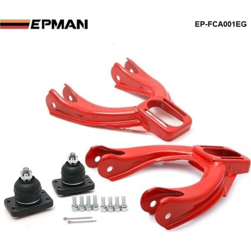 Adjustable Front Upper Control Arm Camber Kit For Honda Acura Jdm Powdered Style Red EP-FCA001EG