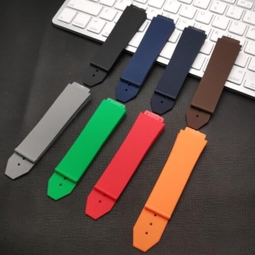 Luxury brand Silicone rubber For Hublot strap for Big Bang Men Watchband 25*19mm Belt watch band logo Butterfly buckle
