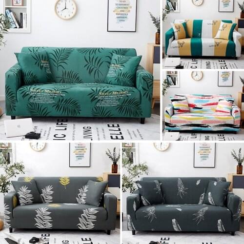 Leaves Pattern Corner Sofa Covers for Living Room Sectional Elastic Spandex Slipcovers Couch Cover L Shape Need Buy 2Piece