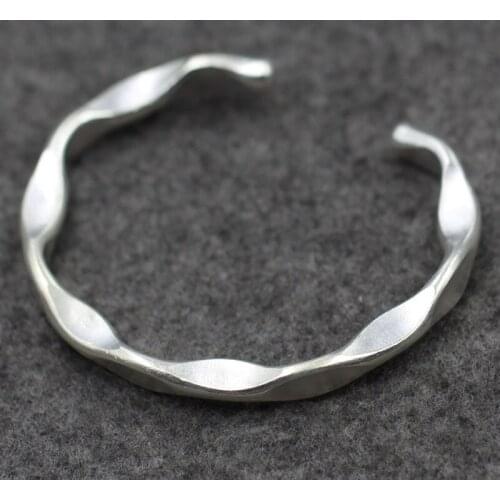 S925 Sterling Silver Retro Thai Silver Swing Wave Thailand Chiang Mai Handmade Silver Men And Women Bangle Original New