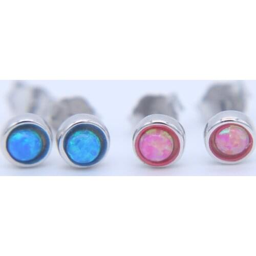 Pink BLUE fire opal stud earrings jewelry for ladys women gift Fashion Fire Opal Earrings Wedding Jewellry