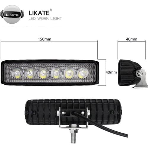 LED Car Work Light 18W 12V LED Universal Car Offroad 4*4 4WD led beams Work Light Bar Spotlight Flood Lamp For Driving Fog