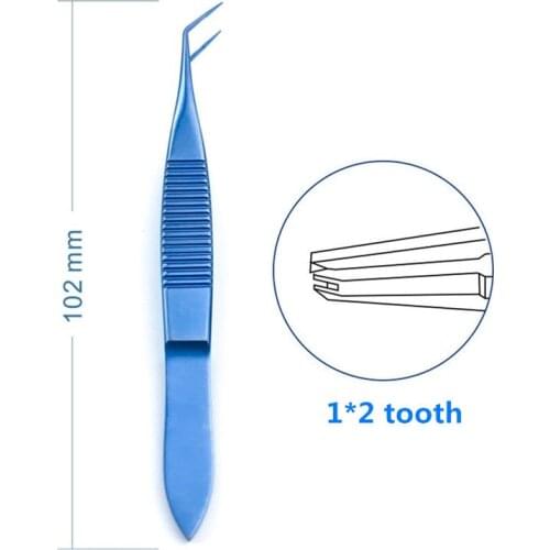 Titanium Troutman Superior Rectus Toothed Forcep 102mm for Veterinary surgical tweezers
