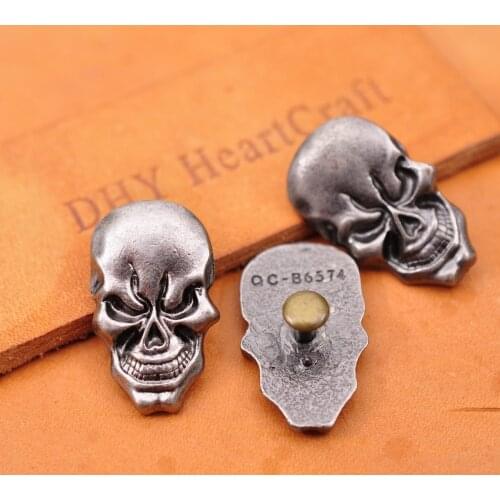 10X Heavy Antique Silver Rock Punk Motocycle Skull Skeleton Leathercraft Accessories Hardware CONCHOS Rivetback
