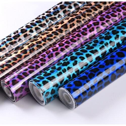 50*138cm Symphony Mirror Leopard Artificial Leather Fabric PVC High-gloss Mirror Leather for Sofa Bags Wall DIY Handmade