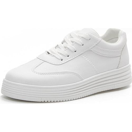2020 White Shoes Women Sneakers Casual Women Flats Brand Sneakers Female Footwear Thick Sole Height Increasing Shoes 3cm YX1526