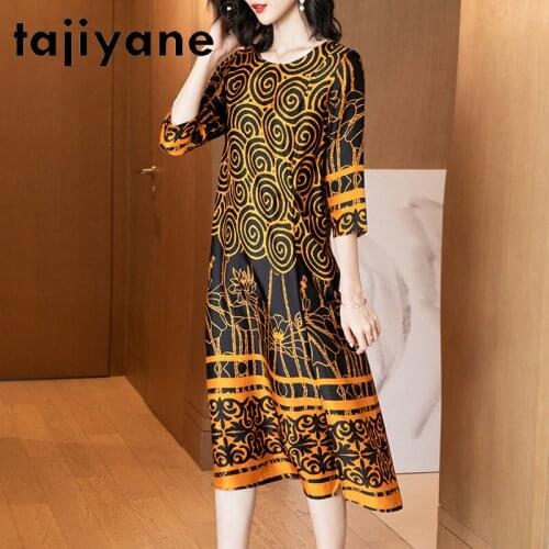 100% Women Dresses Real Silk Long Dresses for Womens Clothing Vintage Silk Natural Woman Dress Robe Femme TN2582