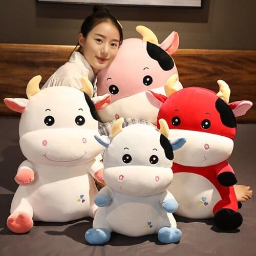 1pc 25/35/45CM 4 Colors Cute Sitting Cattle Plush Toys Lovely Animal Soft Cow Dolls Stuffed Pillow Baby Girls Birthday Gifts