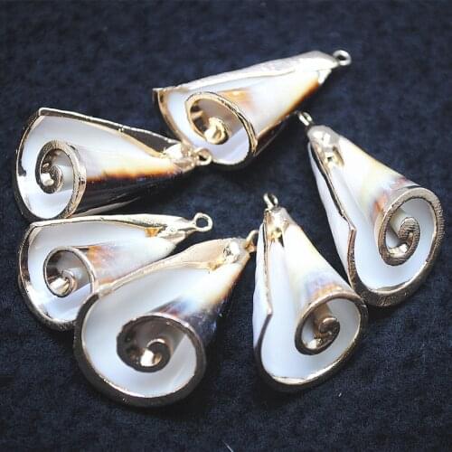 12pcs nature shell pendants with golden plated saltwater mother of pearl pendants 30-35mm length good quality top selling s