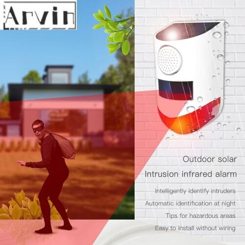 120dB For Intelligent Alarm Security System With 433 Remote Control Solar Energy Outdoor Wireless Flashing Light Alarm Siren