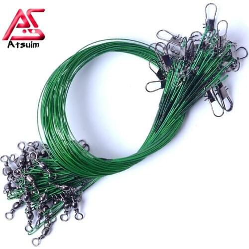 30Pcs/lot Anti Bite Steel Fishing Line Wire Leader Stainless Steel Fishing Accessory Swivel Connector Fishing Line 15CM-30CM