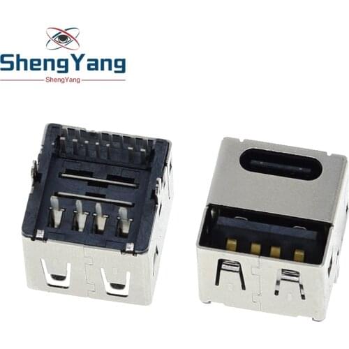 5pcs Type-C Dual USB Jack 90 Degree USB Connector Female 4 Straight Feet Female Socket PD Quick Charger For Car