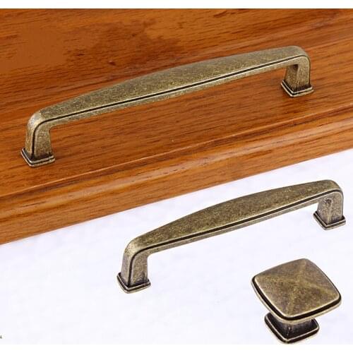 96mm 128mm 160mm antique brass wardrobe kitchen cabinet door handles bronze drawer cupboard dresser pulls knobs Retro style knob