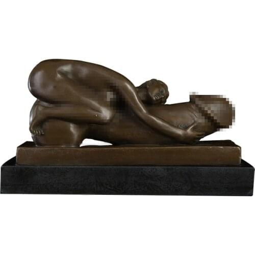 ArtsHom DS-585 New Design Bronze Figurine Erotic Nude Woman Hug Penis Sculpture Sexy Lust Desire Girl Statue