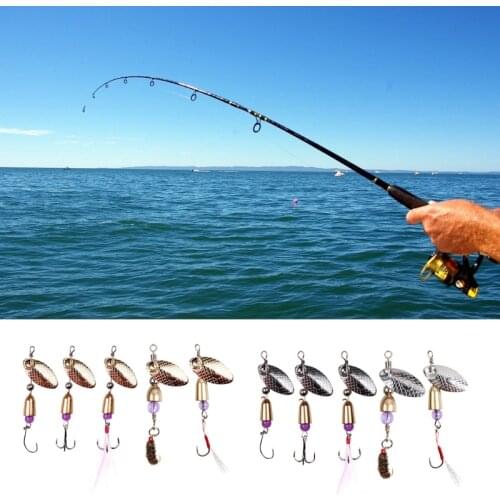 55KD Fishing Lures Wobble Rotating Metal Bait For Pike Bass Trout Treble Hook Artificial Hard Baits Spinner Spoon Lure