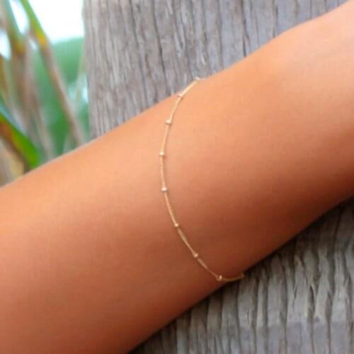 Bohemian Gold Copper Bead Chain Bracelets for Women Boho Jewelry Geometric Beads Layered Hand Chain Charm Bracelet Wholesale