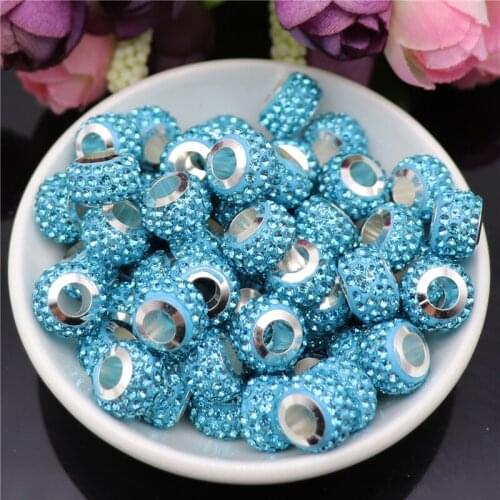 50Pcs/Lot Point Drilling Rhinestone Nature Color Murano Spacer Glass Beads Fit Pandora Bracelet For Jewelry Making Accessories