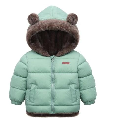 2021 Winter New Childrens Clothing Boys And Girls Ear Down Cotton Padded Jacket Thickened Short Cashmere To Keep Warm Coat