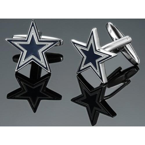 DY New high quality brass enamel ink blue Pentagram Cufflinks Mens French shirt Cufflinks free shipping