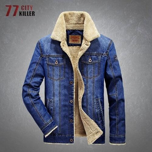 Fleece Denim Jacket Men Casual Multi-Pockets Wear-resistant Military Coats Male Thick Warm Comfortable Slim Jackets Mens Clothes