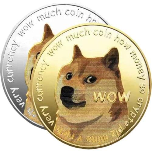 Hot Sale Beautiful WOW Gold Plated Dogecoin Commemorative Coins Cute Dog Pattern Dog Souvenir Collection Gifts