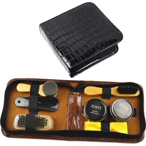 Leather Case Shoe Care Kit Shine Black Neutral Polish Set for Boots Shoes Surface Cleaning