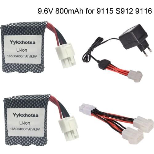 9.6V 800mAh li-ion Battery for 9115 S912 9116 high Speed RC Car Battery 9.6V Battery with Charger set high quality toys battery
