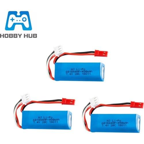 7.4V 450mAh 20C Lipo Battery for WLtoys K969 K979 K989 K999 P929 P939 RC Car Parts 2s 7.4v 450mAh Battery 601844