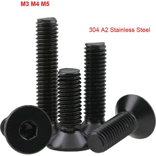 M3 M4 M5 Flat Head Hex Hexagon Socket Machine Screws DIN7991 Black 304 Stainless Steel Countersunk Allen Bolts