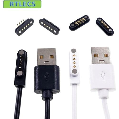 2 Sets Magnetic Pogo pin connector 4 Pin USB Cable Charge Data transfer A Type Male 600mm Female PCB Magnets 4 positions Contact