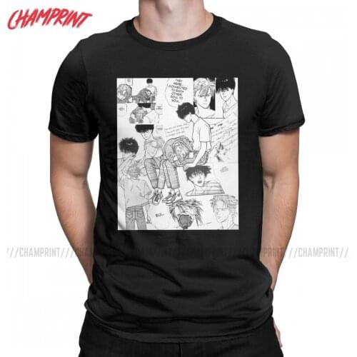 Mens T-Shirt Banana Fish Collage Funny Cotton Tee Shirt Short Sleeve Anime Manga T Shirt Round Collar Clothing Party