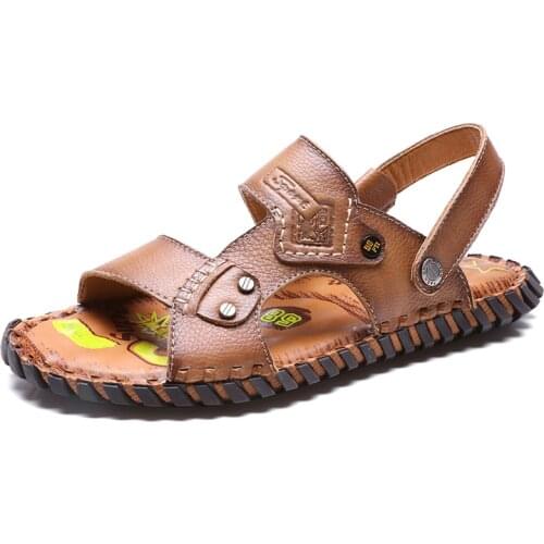 Soft Driving Shoes Summer Mens Leather Sandals