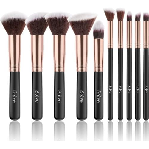 10PCs Makeup Brush Set SOLVE Natural-synthetic Hair Foundation Brushes Blending Face Powder Beauty Premium Make Up Brushes Tool