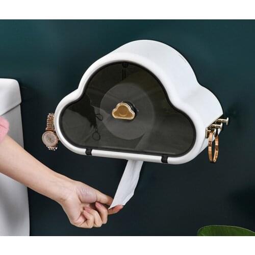 Wall Mounted Toilet Paper Rack No Drilling Tissue Box Cartoon Self Adhesive Toilet Tissue Boxes Home Multifuction Paper Rack