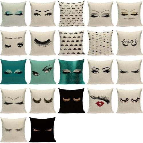 Nordic Eyebrow Cushion Cover Simple Eyes Printed Sofa Cushions Office Mouth Letter Pillow Cases Linen Home Decor Pillow Covers