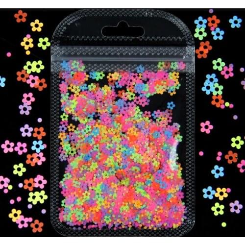 Neon Flower Nail Sequins Fluorescence Sparkly Glitter Flakes 4mm Mix Colors Nails Art Slices Polish Manicure DIY Decorations