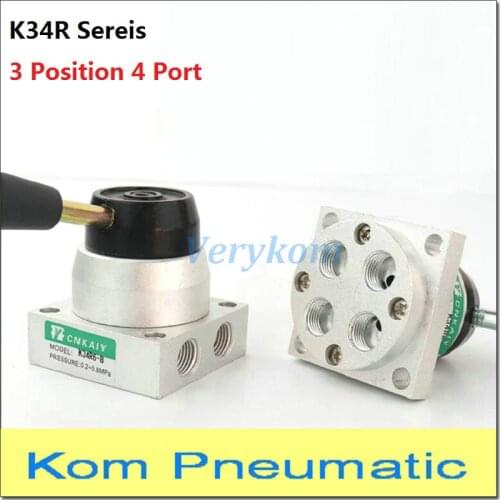 1PC Verykom Pneumatic Air Hand Lever Valve Manual Control Hands Action Rotary 4/3 3 Position 4 Way 1/4" bsp K34R6-8D/L K34R6-8
