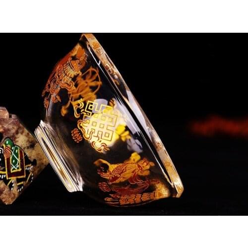 Offering Water Bowl Cup Tibetan Buddhist Mikky 8 Symbol Vessel Glass Blessed