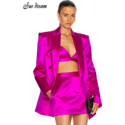 Casual Three-piece Set For Female Lapel Collar Long Sleeve Coat Autumn Sexy Vest With High Waist Short Womens Set