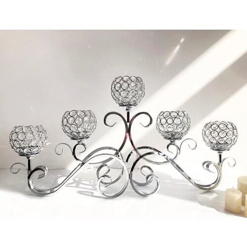 Luxury 5 Arms Crystal Christmas Candlestick Wedding Party Celebrations Candelabra Romantic Home Dining Table Decor Candle Holder