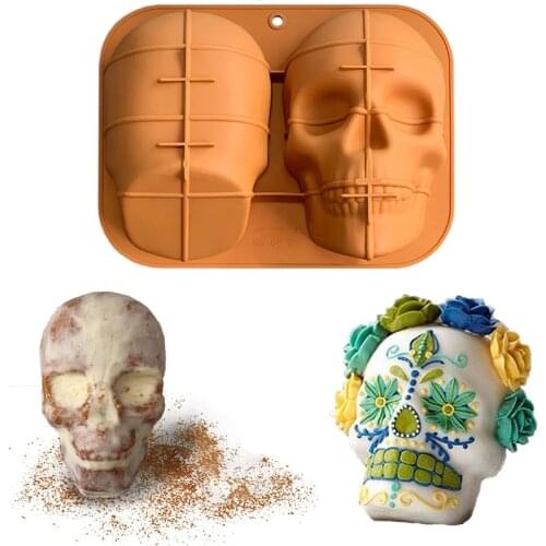 Halloween Silicone Mold For Baking Pastry 3D Cake Mould Skull Shaped Chocolate Cake Mold Pan Tray For Oven