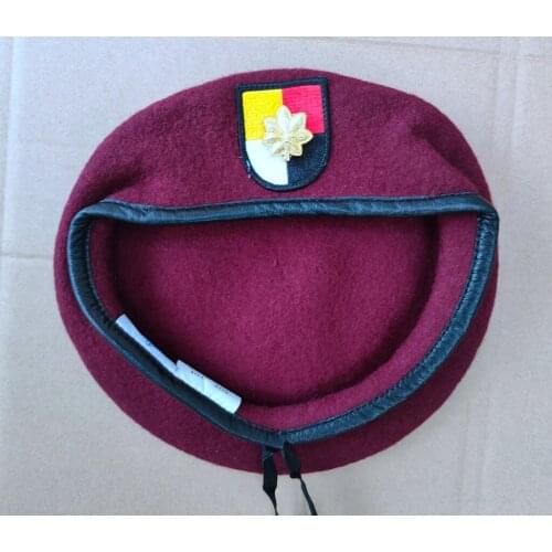 Tomwang2012 U.S. Army 3th Airborne Special Forces Group Wool Red Beret MAJOR EPAULETTE DEVICE BADGE INSIGNIA Military Hat