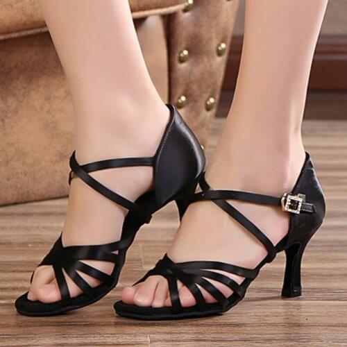 Salsa Latin Dance Shoes For Women Girls Tango Ballroom Dance Shoes High Heels Soft Dancing Shoes 5cm Ballroom Sandals