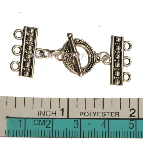 Clasps & hooks fit multi chains bracelets antique silver 3 holes handmade round fashion new suppliers jewelry components 15 sets
