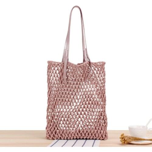2022 New Lady Bohemian Summer Straw Beach Bags Female Travel Handbags Tote Fashion Mesh Hollow Woven Shoulder Bags For Women
