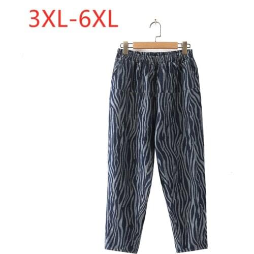 New 2021 Ladies Autumn Winter Plus Size Cropped Pants For Women Large Loose Casual Leopard Print Pocket Trousers 3XL 4XL 5XL 6XL